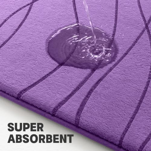 YIHOUSE Bathroom Rugs Set 2 Piece, Memory Foam Bath Mat Purple - Image 3