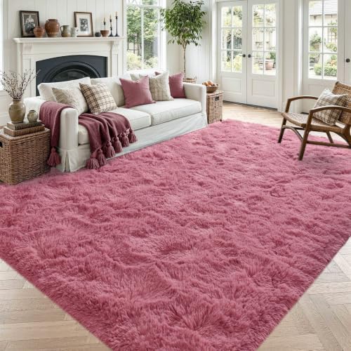 4'x5'3'' Blush Fluffy Soft Area Rug Non-Slip for Kids Bedroom Nursery by ModernHomeDecor