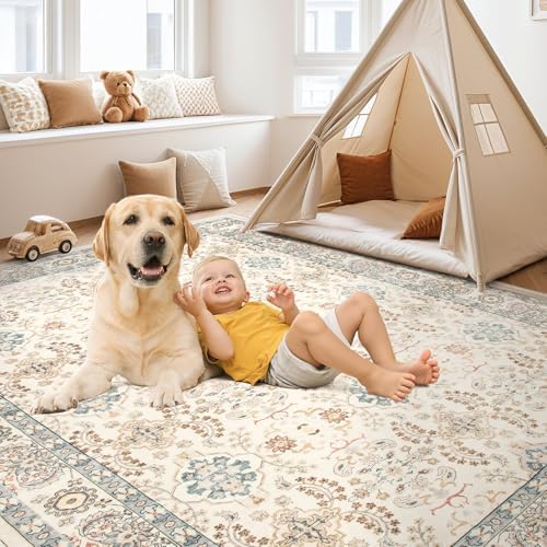 cotiled 8x10 Area Rug for Living Room, Washable, Traditional, Multi Color - Image 5