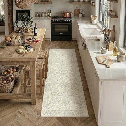 PureCozy 2x6 Light Green Floral Runner Rug Vintage Farmhouse Style - Image 2