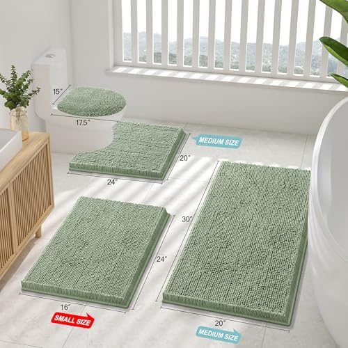 Smiry Bathroom Rugs 30X20, Luxury Chenille Extra Soft Absorbent Bath Mat - Image 2