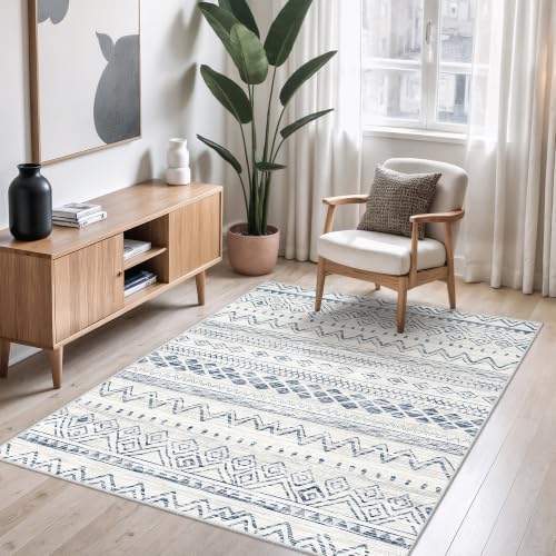 Miukiki 4x6 Washable Area Rug Non Slip Rug for Living Room Blue - Image 7