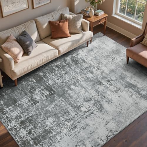 4x6 Ft Abstract Washable Area Rugs for Living Room Grey - Image 2
