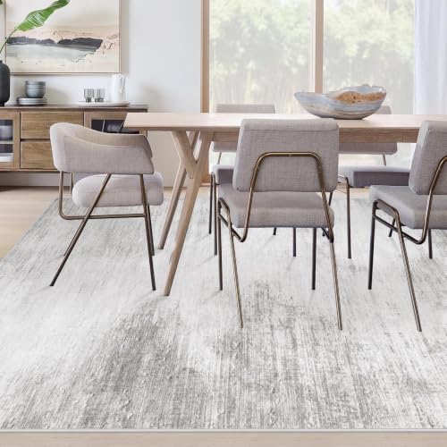 Area Rugs 8x10 Living Room: Washable Rug Modern Abstract Large Rugs Soft Non Slip Neutral Rug Stain Resistant Indoor Carpet for Bedroom Kitchen Dining Room Home Office Rugs(Grey,8'x10') - Image 3