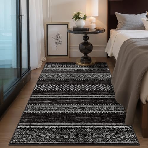 4x6 Washable Area Rugs for Living Room Boho Bedroom Rug Black/White - Image 2