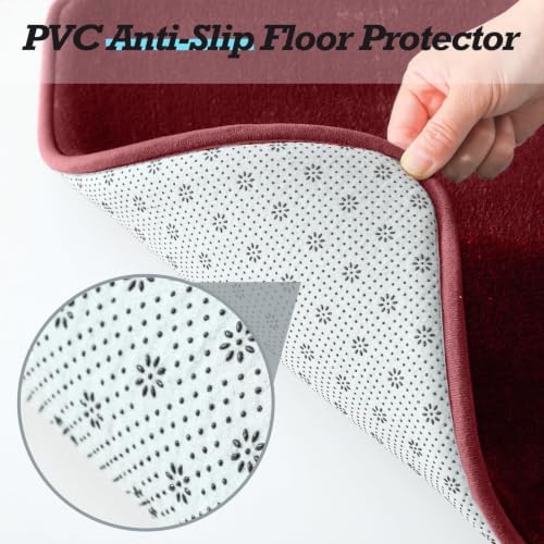HUXMEYSON Bathroom Rugs Sets 3 Piece, Non-Slip & Quick Dry Bath Mat Set, Ultra Soft Velvet Bath Rugs for Bathroom, Toilet and Shower Floor, Red - Image 3