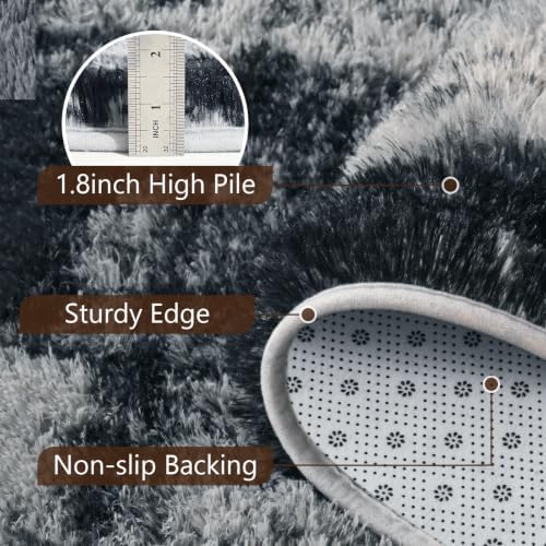 Noahas 2x10 Grey Fluffy Soft Runner Rug Non-Slip for Bedroom Dorm Hallway - Image 6