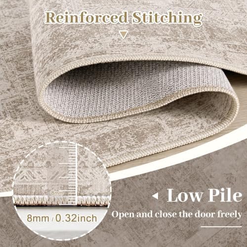 XLUEZ Area Rug 6x9 Living Room Rug, Machine Washable Vintage Distressed Medallion Rug Non-Slip Soft Low Pile Large Indoor Rugs for Bedroom Kitchen Dining Room Office(Brown,6'x9') - Image 7