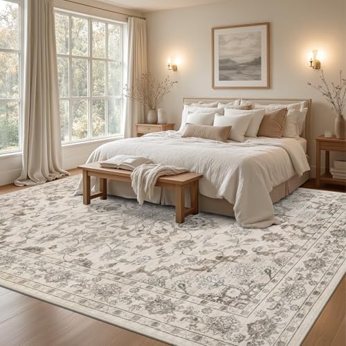 8x10 Area Rugs Living Room: Washable Rug for Bedroom Brown Beige - Image 4