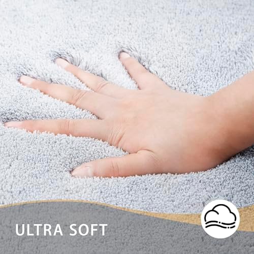 MINIDEAR Bathroom Rugs 60x20 Light Gray - Thick Memory Foam Bath Mat, Ultra Soft & Plush Fluffy, Non-Slip, Quick Dry, Absorbent Washable Floor Microfiber Mat for Tub, Home Decor Accessories - Image 3