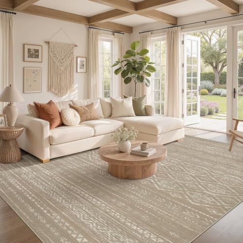 Nakagishi Boho 10x14 Area Rug Living Room Rugs Machine Washable Dark Brown - Image 2
