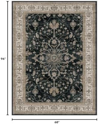 RELEANY Washable Area Rug, 5'x8', Black/Vintage/Beige - Image 2
