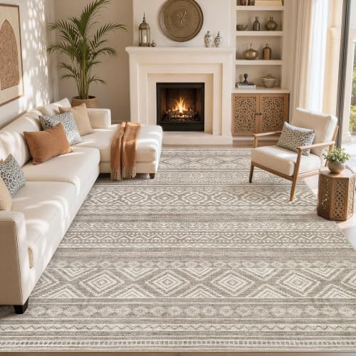 cotiled Boho 10x12 Area Rug for Living Room: Large Moroccan Washable Rug by COTILED