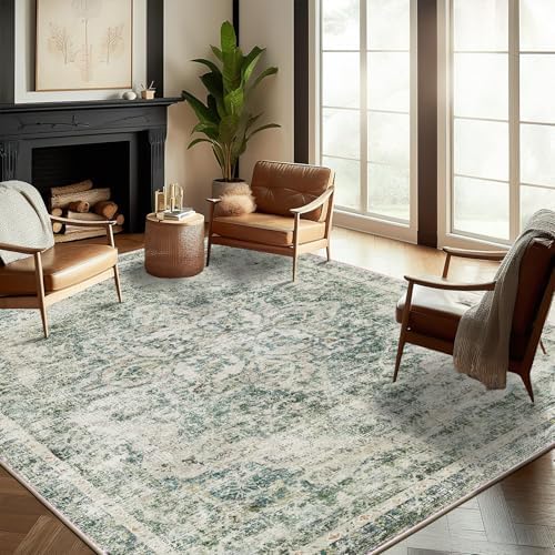 CHAMPLANT Washable Area Rug 10'x14' Boho Design Non-Shedding Easy Care Ideal for High Traffic Areas in Living Room Bedroom Office Coffee Table Kitchen Large Carpet by CHAMPLANT