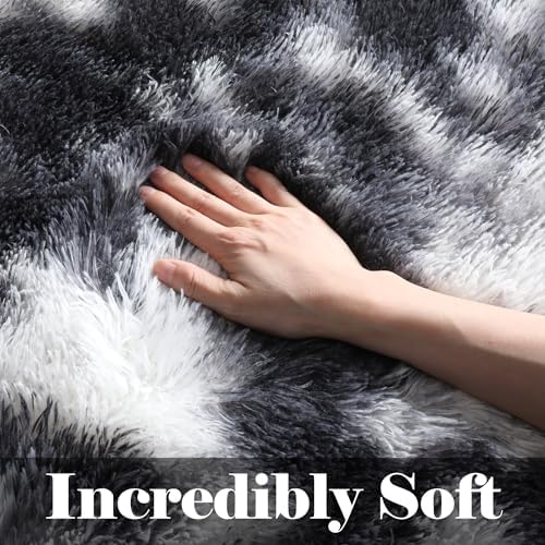 Runner Rugs for Bedroom Living Room, Fluffy 2x6 Black and White Area Rug - Image 3