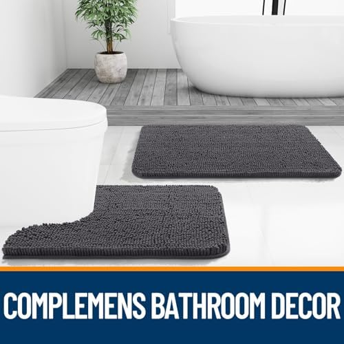 OLANLY Bathroom Rugs Sets 3 Piece, 30"x20"+30"x20"+24"x16", Dark Grey - Image 6