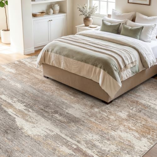 8x8 Square Area Rug Washable: Non Slip Living Room Large rugs Brown Brick - Image 2
