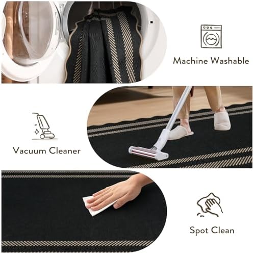 LIVEBOX Scalloped Easy Jute Kitchen Runner Rug, 2x6 Hallway Runner Black Rugs for Entryway, Indoor Outdoor Washable Non Slip Rug Farmhouse Modern Carpet Door Mat for Porch Bedroom Laundry 6ft Entry - Image 6