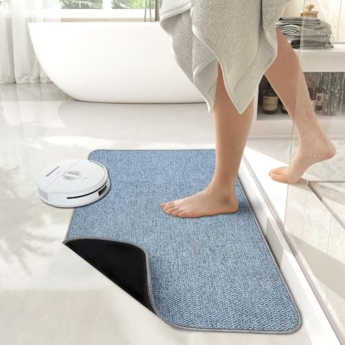 Bath Mat,Ultra Thin Bathroom Rugs,Rubber Bath Mats for Bathroom,No Slip Bath Rugs,Quick Dry,Machine Washable,Low Pile,Absorbent,Shower Outside,Sink,Home Decor Accessories.Blue,1'5"x2'3"(17x27inch) - Image 6