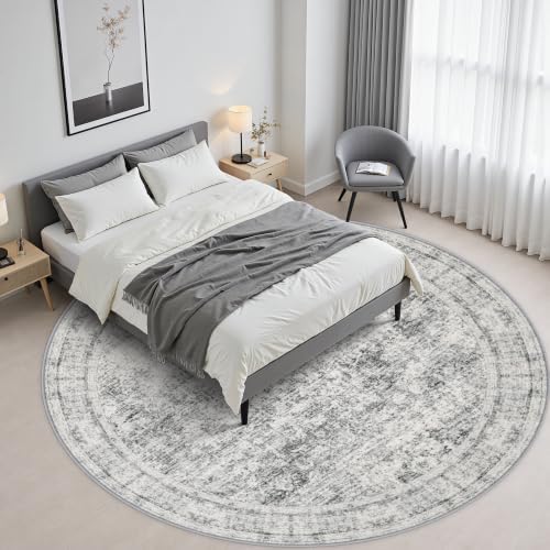 Round Area Rug Living Room: 4 ft Modern Washable Indoor Carpet - Image 4