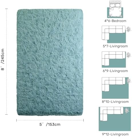 5x8 Rug for Living Room Teal Shag Area Rugs,Modern Plush Non-Slip Soft Carpets for Bedroom Kids Nursery Dorm Daycare Floor - Image 2