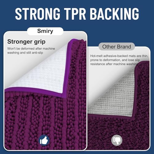 Smiry Bathroom Rugs 36X24, Extra Soft Rubber Backing Chenille Bath Mats - Image 3