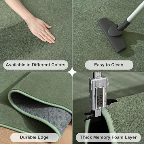 Amearea Sage Green Area Rugs for Bedroom Living Room, 5x8 Memory Foam Rug - Image 6