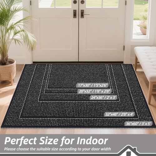BEQHAUSE Dirt Trapper Door Mat 36" x 60", Non-Slip Washable Doormats, Black - Image 2