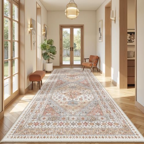 zesthome 4x10 Runner Rug Non Slip,Washable Hallway Runner Rug,Orange - Image 4