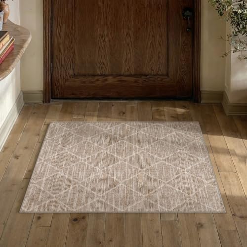 HUGEAR 2x3 Area Rugs Brown Washable Entryway Rug - Image 2