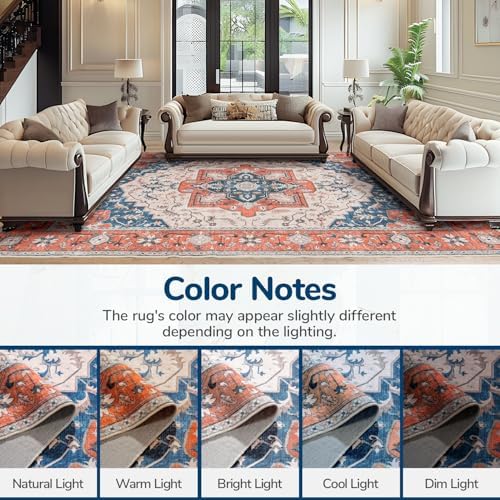 Lessymo 8x10 Area Rug for Living Room,Washable Soft Carpet Tangerine Blue - Image 6