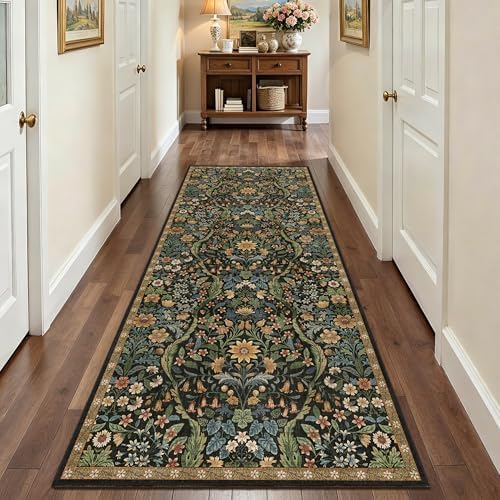 3x7 Floral Runner Rug for Kitchen Washable Hallway Runner Rug - Image 3