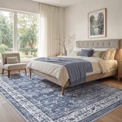 EIEIHOUSE Washable 9x12 Area Rugs for Living Room Faded Misty Blue - Image 2