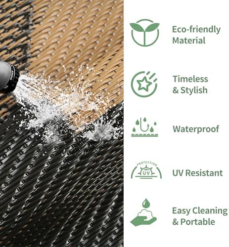 GENIMO Outdoor Rug, Waterproof Plastic Rugs for Patio, 6'x9' Deep Brown - Image 5