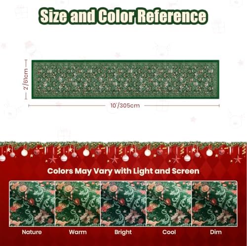 Christmas Runner Rug 2x10, Washable Rugs for Living Room (2'x10', Green) - Image 2