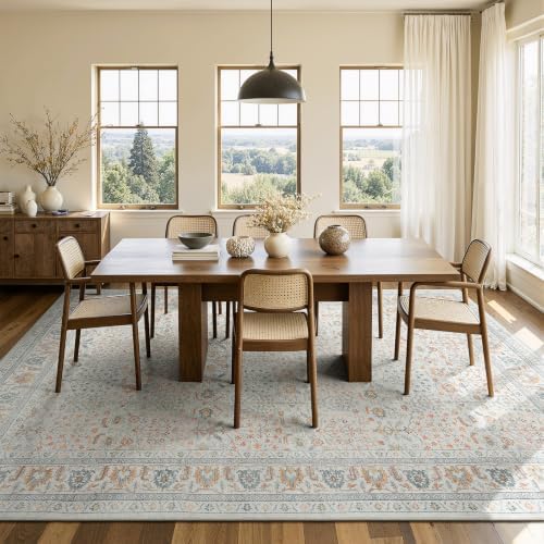 Lofus 9x12 Washable Area Rug for Living Room, Non-Slip Beige Boho Carpet - Image 3