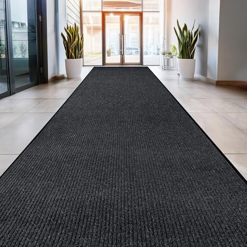MaxMat® Oversized Rubber Door Mat - Heavy Duty, Waterproof, Low-Profile, Easy to Clean, Commercial Floor Mat (4 x 16 Feet, Charcoal, MXM-RIB0316BK) by MaxMat