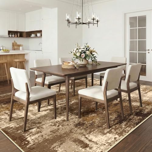 RELEANY Washable 8'x10' Abstract Area Rug for Living Room Brown Tan - Image 3