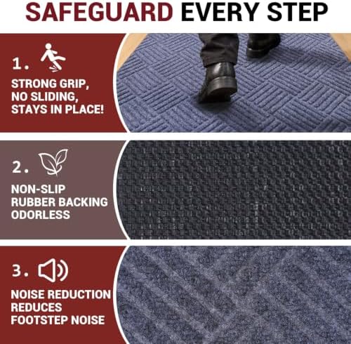 DAKKIONY Diamond Runner Rug, Non-Slip Rubber Backing, Gray, 3 x 10 Ft - Image 2