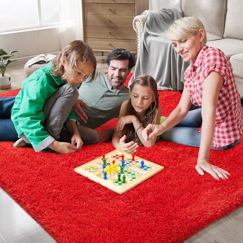 Red Shag Area Rugs for Bedroom Living Room,Ultra Soft Fluffy Christmas Area Rugs 9x12 for Dorm,Indoor Carpet Plush Rugs for Living Room Home Decor (Red, 9X12 Feet) - Image 3