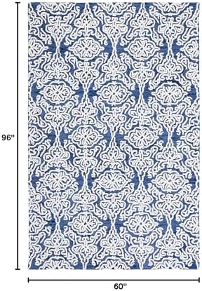 SAFAVIEH Blossom Collection Area Rug - 5' x 8', Navy & Ivory, Handmade Wool, Ideal for High Traffic Areas in Living Room, Bedroom (BLM112N) - Image 2