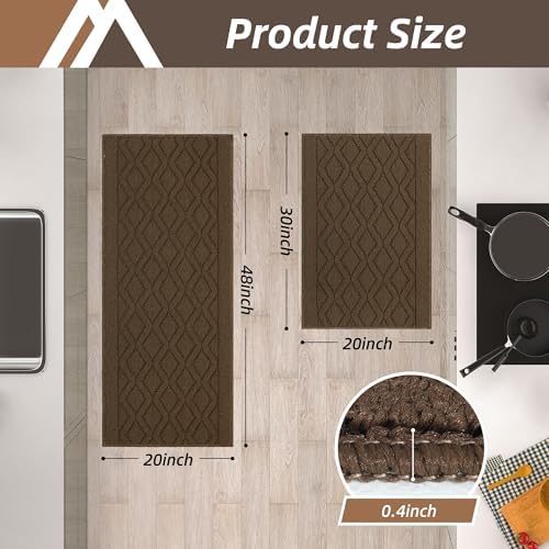 COSY HOMEER 48x20/30X20Inch Kitchen Rug Mats Non-Slip Washable,Brown - Image 6