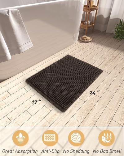 Upgraded Waffle Bath Mat Ultra Absorbent Non Slip Bathroom Mat, 17" x 24" - Image 2