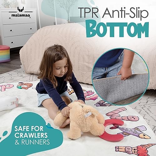 ABC Alphabet Rug for Kids – 6 ft Round White Play Mat for Kids, Soft Nursery Decor for Learning Letters, Classroom & Playroom Area Mat - Image 5