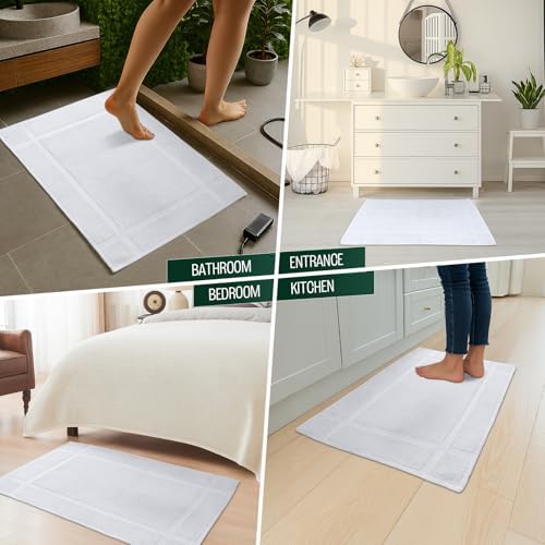 Pearl Linens 6 Pack Cotton Bath Mats for Bathroom,18" X 25", White - Image 6