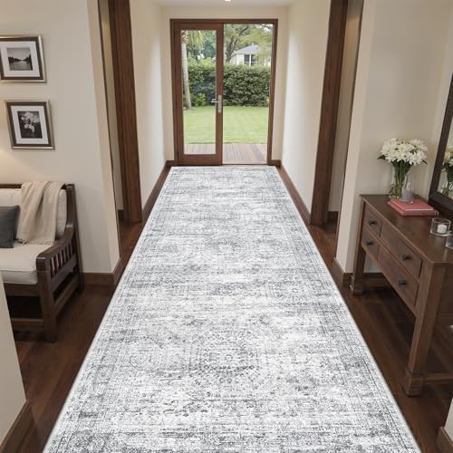 4x10 Runner Rug Non Slip,Washable Hallway Runner Rug,Grey - Image 5