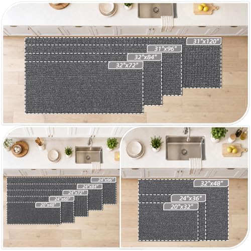 BEQHAUSE Kitchen Rugs 20"x32", Non-Slip Kitchen Mats for Floor, Charcoal - Image 2
