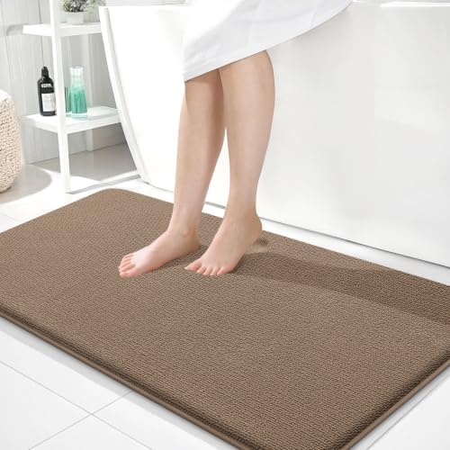 OLANLY Memory Foam Bathroom Runner Rugs 40x24, Absorbent Long Mat, Mocha by OLANLY