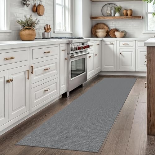 EARTHALL Washable Runner Rug, Non Slip Hallway Runner, 2x7 Ft, Dark Gray - Image 6
