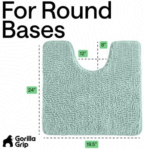 GORILLA GRIP Chenille Bath Rug Mat for Oval Toilet Base, 24x19 Seablue - Image 2